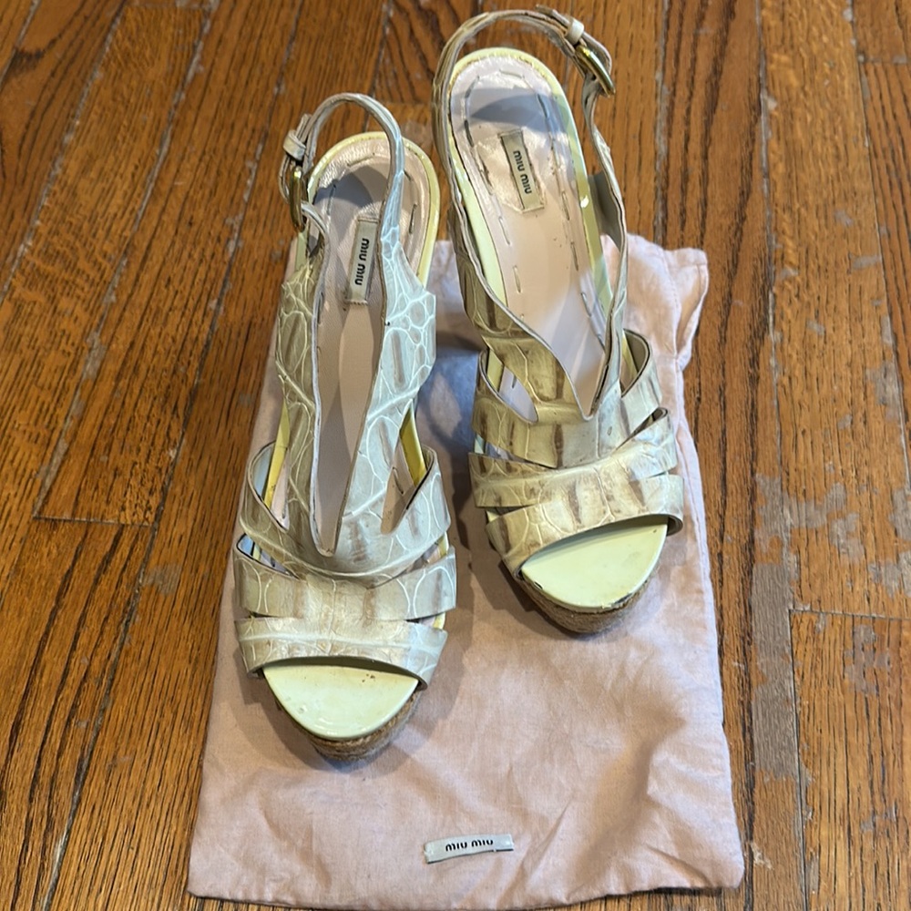 Cream/ Ivory Color Miu Miu Platform Wedges Size 37 - image 2